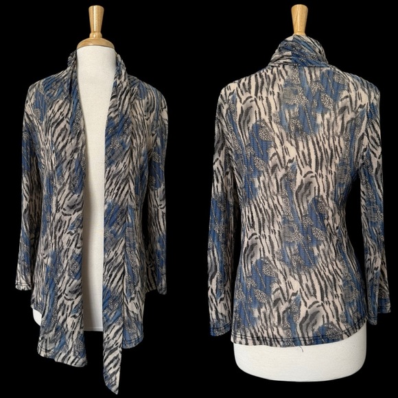 Alberto Makali Mesh Knit Open Cardigan Sz L Animal Print Lightweight Breathable - Picture 1 of 6